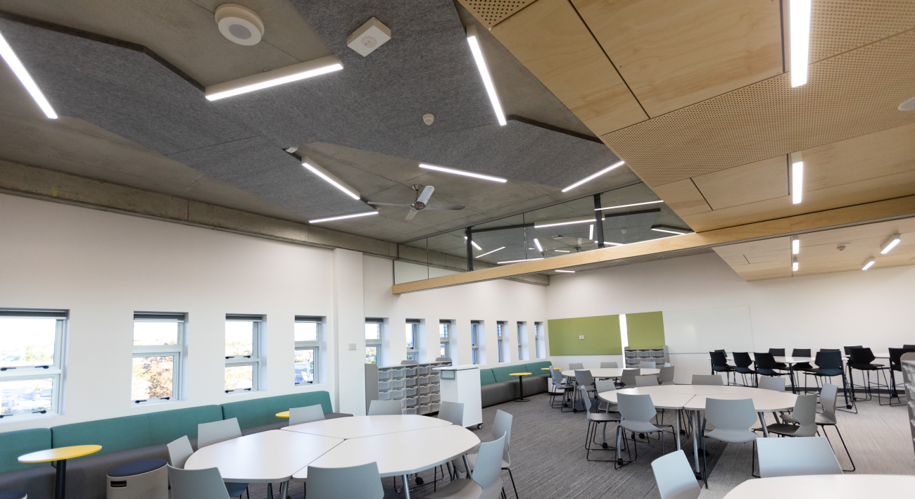 Superlight LED lighting installed across the St Thomas of Villanova Learning Centre.